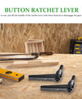 Two Three Piece Zinc Alloy Clamping Lever Thumb Ratchets displayed on a workshop table for Trailer Jack Handle Ratcheting Wrench.