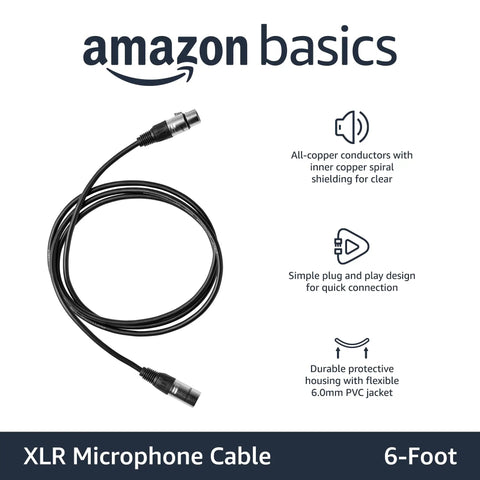 XLR Male To Female Microphone Cable For PA Systems And Recording Studios, 6 Foot Length, Black shown coiled with connectors.