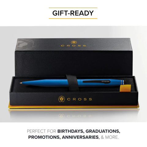 Tech2 Metallic Blue All In One Ballpoint Pen With Built In Stylus, Medium Point, Black Ink, Smooth Glide Write, Ergonomic Grip, Durable Metal Body For Everyday Carry gift box