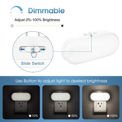 Night Light Plug In Wall 1W 5000K Daylight LED With Dusk To Dawn Sensor Dimmable 0 To 100LM brightness adjustment details