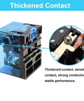Close-up of Heavy Duty Electromagnetic Relay AC 220V Coil DPDT 80A Switch 2NO 2NC Contacts showing thickened contact features.
