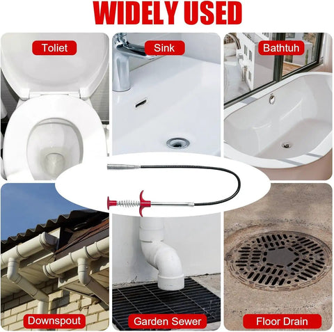 76 Inch Flexible Drain Snake Reacher Tool With Grabber Claw For Easy Clog Removal In Home Sinks Bathrooms Tubs Toilets And Tight Gutter Areas For Deep Cleaning In Tight Spaces