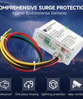 Beefed Up 120 240 VAC HVAC Surge Protector With TPMOV Tech In Watertight Enclosure with wiring for outdoor use against lightning
