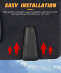 Premium Microfiber Leather Magnetic Sunglasses Holder For Car Sun Visor With Strong Grip and sleek black finish showcasing easy installation on a sun visor.