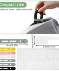 90 Piece Nylon Cable Labels And Cord Ties Set shown in compact use with measurements.