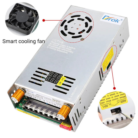 AC To DC Buck Power Supply 110V 220V Input Adjustable 0 To 24V Output Up To 20A Beefy 480W Regulated Converter with fan