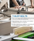 T Track Bolts Knob Kit Five Piece Pro Grade Set M5 x 40mm Bolts With Washers And Six Star Knobs Nuts For Woodworking Jigs And Fixtures Durable Stainless Steel Silver Black Finish used on woodworking T-slot table