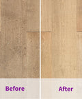 Before and after cleaning sealed hardwood floor with Click N Clean Multi Surface Spray Mop All In One Kit and 32 oz all floors cleaner.