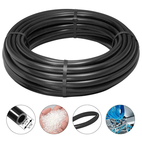 Coiled Premium 3/16 Inch ID PU Pneumatic Hose Tubing For Air Tools And Fluid Transfer, 39.4 Feet 12 M Black, Compression-Resistant