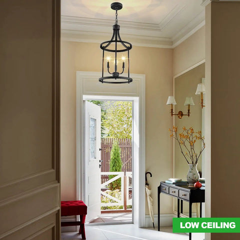 Cozy Farmhouse Black 3 Light Chandelier Pendant Lighting With Open Frame Design For Dining Room Kitchen Island Foyer And Entryway Matte Black Rustic Hanging Light Fixture With Modern Country Vibe