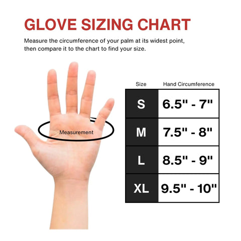 Glove sizing chart for Lobster Diving Gloves With Kevlar Puncture Protection For Spearfishing And Ocean Adventures, size guide table.