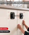 Child touching cabinet with Two Pack Magnetic Cabinet Lock With Panda Key For Childproof Fridge And Cabinets, Easy No Drill Installation.