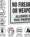 Straight Talk For Your Property With This Built Tough 14X10 Inch Rustproof Aluminum Yard Sign, No Firearms Or Weapons Allowed.