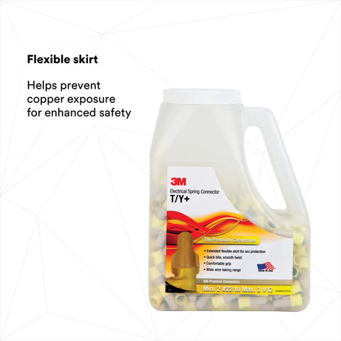 Pro Grade Dual Color Tan Yellow Wire Connector Jug Of 500, Twist On, T Y Jug, jug with flexible skirt wire connectors