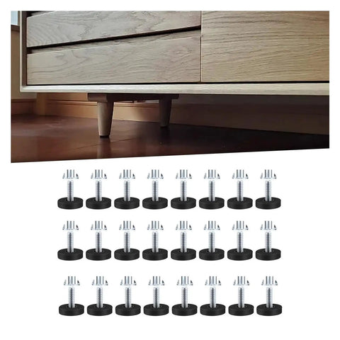 Heavy Duty Furniture Leveling Feet Set Adjustable Metal Levelers 0.87 Inch Non Slip Wobble Eliminators For Uneven Floors Silent Operation With Nylon Base 20 Pack under dresser