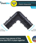 Half Inch PEX A Expansion 90 Degree Elbow Coupling For Plumbing Pack Of 5 Easy Install Plastic Fittings, front view