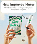 Electric Milk Frother And Matcha Whisk Handheld All-In-One Blender Stainless Steel USB Rechargeable High-Speed Immersion Mixer held with matcha powder bag