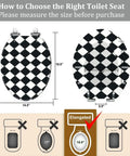 Toilet Seat Elongated Quiet Close for Bathroom with measurements 14.5" x 18.5" in a checkered design for compatibility.