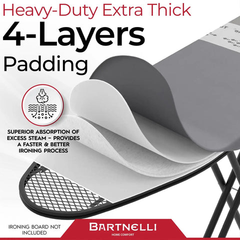 Ironing Board Cover and Pad 54x15 Replacement With Park Zone And Turbo Zone Scorch Resistant European Made 4-layer padding detail