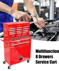 Heavy Duty 8 Drawer Rolling Tool Chest On Wheels With Locking Casters And Detachable Mobile Case in use in a garage setting.