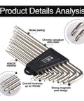 Long Arm Torx Hex Key Set With 9 Sizes T6 T7 T8 T9 T10 T15 T20 T25 T27, L Shaped Tamper Proof Star Wrenches, Chrome Vanadium Steel