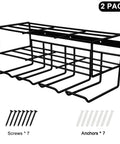 Two Pack Heavy Duty Wall Mounted Power Tool Organizer with Floating Shelf, seven slots, screws, and anchors included.