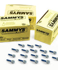 Boxes of Sammys 8269957 75 Screw Swivel Threaded Rod Anchor for wood, off vertical at 45 degrees, with visible screws.
