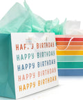 Birthday Gift Bags Set Of 2 Large 16 Inch Gift Bags With Handles Includes Matching Tissue Paper Cards And Stickers Reusable And Easy