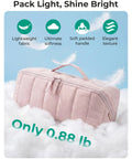 Hair Tool Organizer Travel Case For Dyson Airwrap And Shark FlexStyle, pink padded fabric, lightweight at 0.88 lb, on soft cloud.
