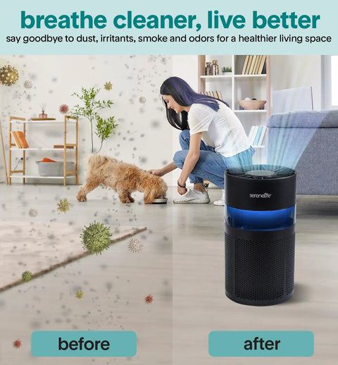 Compact Portable Air Purifier For Home Offices And Bedrooms, Lowkey Quiet HEPA Filter Cleaner With Chill Mode Timer And Pleasant Aroma Tray For Fresh Living Space Vibes Featuring Reliable Filtration And Easy Filter Reminders In Matte Black