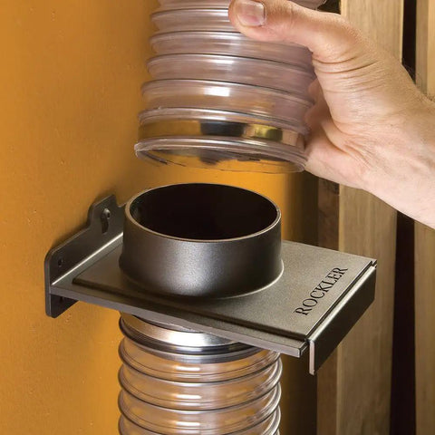 Close-up of StableGate With Bracket Dust Gate, Two And A Half Inch, wall mounted, ABS plastic, sealing dust collection system