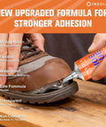 Heavy Duty Shoe Glue Kit 29.5 Milliliters Each 2 Pack Clear Adhesive applied to boot sole for flexible waterproof repair