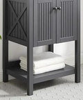Steam Bathroom Vanity Cabinet 23 Inch Gray With Modern Coastal Style And X Bar Slatted Design Sink Not Included Lit Upgrade