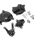 Straight Forward Fiberglass Nylon Engine Cover Set Replacement For Bmw S1000R 2009 To 2016 With Slick Carbon Weave And Bombproof Road Ready Armor That Nails That Clean Factory Oem Fit, showcasing engine covers and bolts.