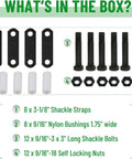 Tandem Trailer Axle Kit For Double Eye Leaf Spring Shackles And Shackle Straps Heavy Duty 12 Bolt And Nut Set with components