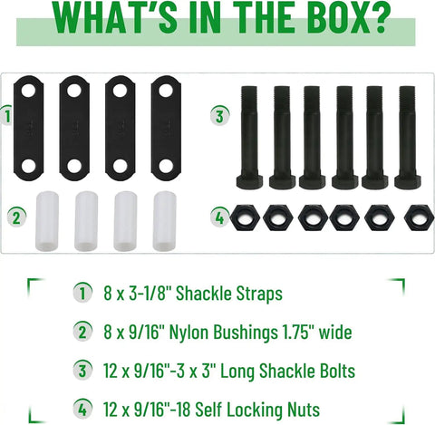 Tandem Trailer Axle Kit For Double Eye Leaf Spring Shackles And Shackle Straps Heavy Duty 12 Bolt And Nut Set with components