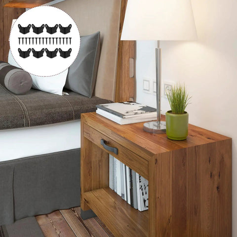 Iron Corner Guard Protector With Black Finish for furniture and speakers shown in cozy bedroom setup.