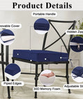 Blue Outdoor Chair Cushions Set Of 2 22x22x4 Waterproof Patio Cushions with removable cover and hidden zipper on chair