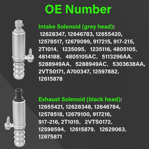 OE numbers for Two Piece Engine VVT Intake And Exhaust Camshaft Variable Timing Solenoid Valve Kit for GM engines