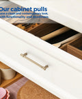 Open drawer with 10 Pack 6 Inch Champagne Bronze Cabinet Handles Stainless Steel Modern Dresser Drawer Pulls shown installed.