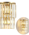 Modern Crystal Wall Light 3 Tier Sconce With K9 Crystals, 11.8 x 17.8 x 6.3 inches, silver finish, gold frame, illuminated