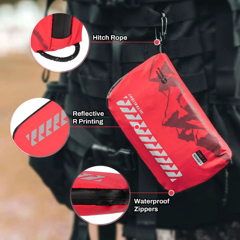 Grab And Go Small Ultralight First Aid Kit For Hiking And Travel, Water Resistant Medical Kit Weighing Just 20g attached to backpack