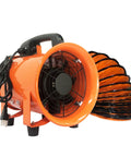 8 Inch Portable Axial Exhaust Fan With 900 CFM High Velocity Ventilator 230W Motor And 16 Ft Duct Hose, orange housing