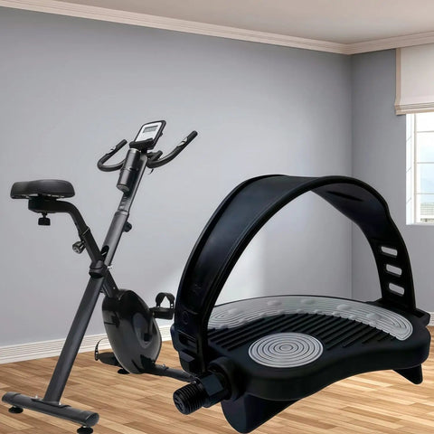 Heavy Duty Indoor Bike Pedals With Adjustable Straps And Dual Spindle Sizes for Peloton Schwinn and spin bikes, PP plastic body
