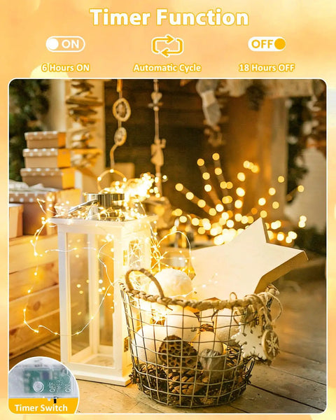 4 Pack 60 LED Battery Operated Fairy Lights With Timer, 20 Ft Waterproof Indoor Outdoor String Lights in cozy setup