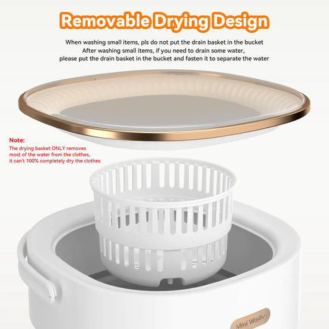Game Changing Portable Washing Machine That Doubles As A Folding Mini Washer With Fast Spin Dryer showing removable drying basket design.