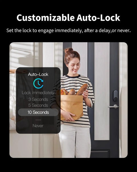 Sleek Smart Retrofit Door Lock Supporting Apple Home Key Access With Rapid Fingerprint Scan For Effortless iPhone Unlock And Zero Hassle Siri Setup In Matte Black
