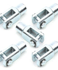 Five Pack Y Type Air Cylinder Clevis Ends M10x1.25 Female Thread For Pneumatic Cylinders, Heavy Duty Iron Link Connectors, Foot Mount, 2.04 Inch Length, 32mm Bore, Durable, Easy Install Fittings; five chrome clevis ends