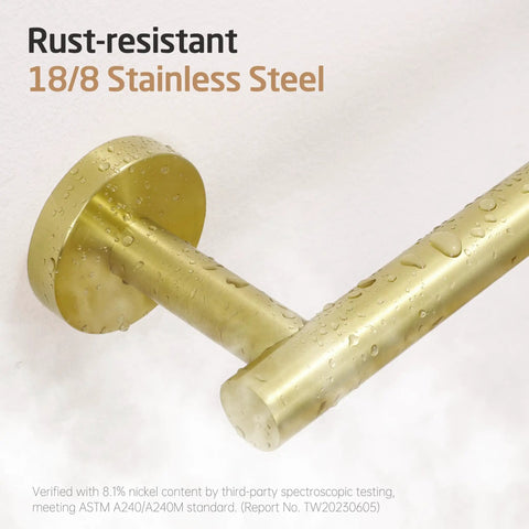 Close-up of brushed gold anti-rust wall mount from Stainless Steel Toilet Paper Holder Set 2 Pack SUS304