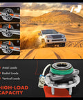 Diagram of a Single Front Wheel Hub Bearing Assembly with ABS and speed sensor for heavy-duty load, next to an SUV driving in sand.